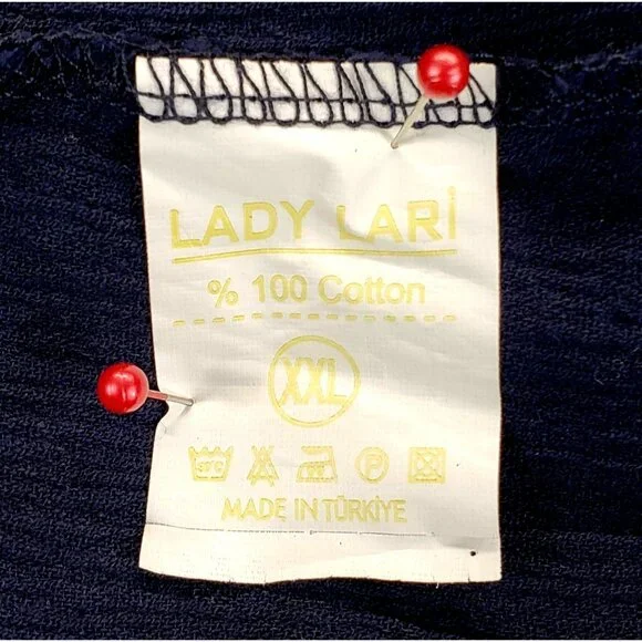 Ukrainian Traditional Blouse XXL Navy Colorful Geometric CrossStitch Embroidery - Picture 7 of 11